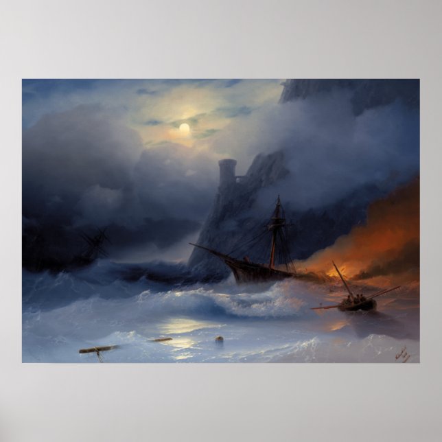 Poster Tempête, 1855 par Ivan Aivazovsky (Devant)