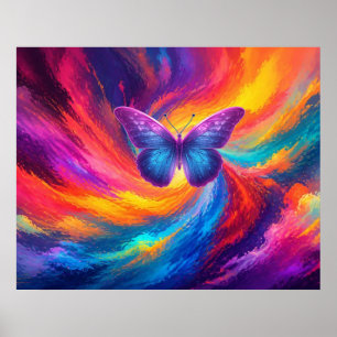 Poster Tempête avant le papillon Arc-en-ciel de couleurs