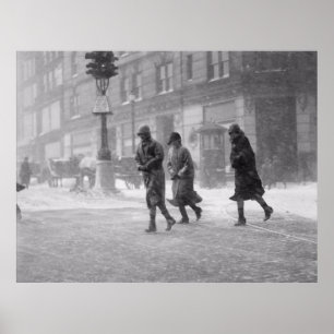 Poster Tempête de neige à Boston décembre 1936