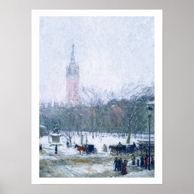 Poster Tempête de neige. Carré Madison par Childe Hassam (Devant)