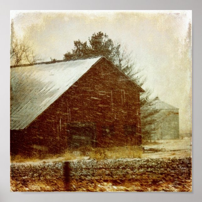 Poster Tempête d'hiver Grange (Devant)