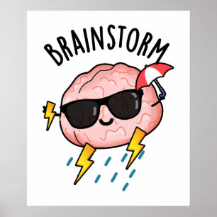 Poster Tempête du cerveau drôle Plume météorologique