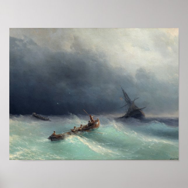 Poster Tempête en mer (Devant)