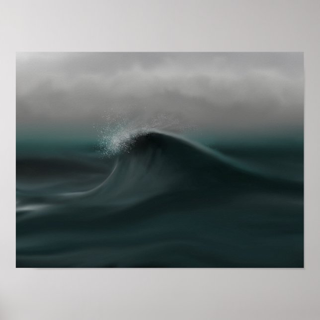 Poster Tempête humide d'une vague verte profonde (Devant)