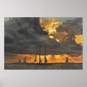Poster Tempête imminente au coucher du soleil à Key West,
