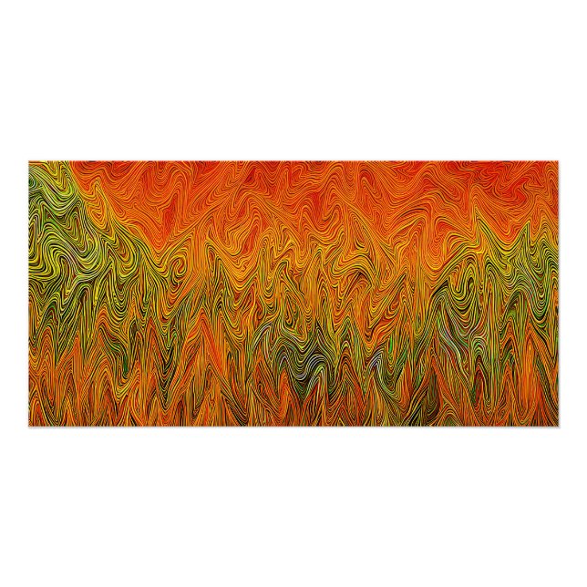 Poster "Tempête neurale" Orange jaune Abstrait (Devant)