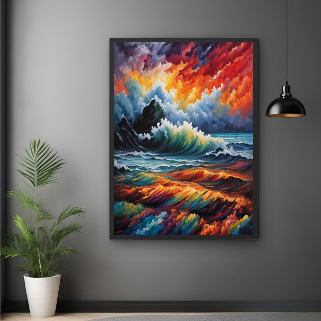 Poster Tempête océanique - Art marin Abstrait (Créateur téléchargé)