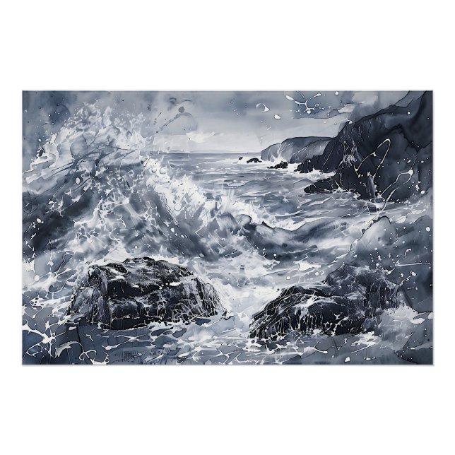 Poster Tempête sur la côte galloise (Devant)