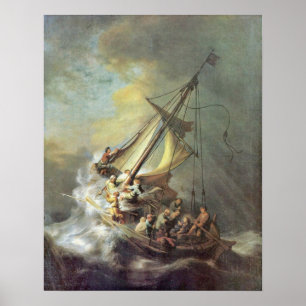 Poster Tempête sur la mer de la Galilée par Rembrandt Van