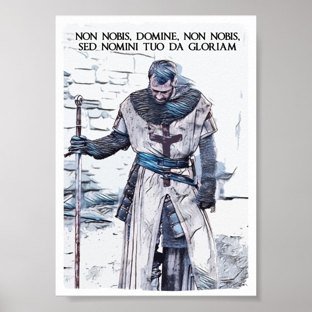 Poster Templar Knight devise portrait abstrait (Devant)