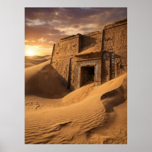 Poster Temple Ancien Désert Art Sci-Fi