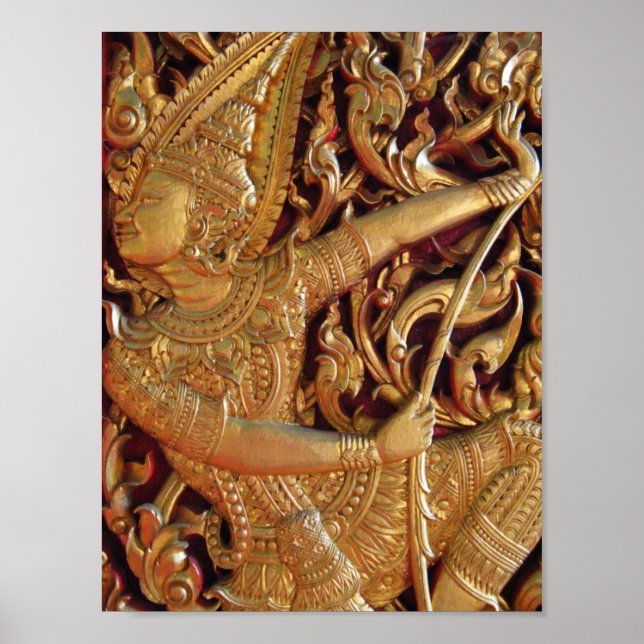 Poster Temple bouddhiste thaïlandais Détail (Devant)