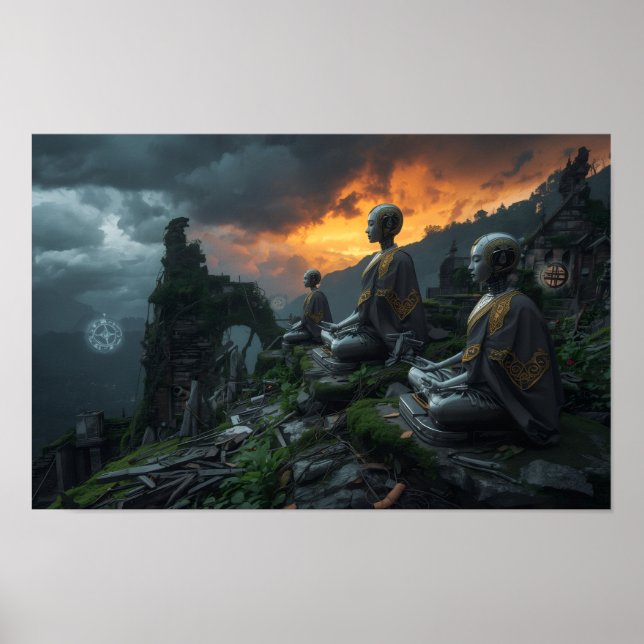 Poster Temple des derniers moines IA : Sci-Fi futuriste (Devant)