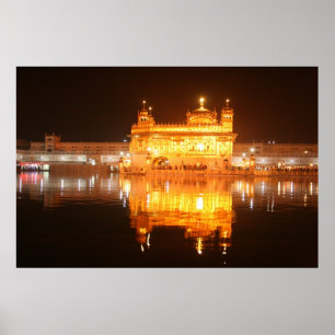 Poster Temple d'or Amritsar Inde du Nord en soirée