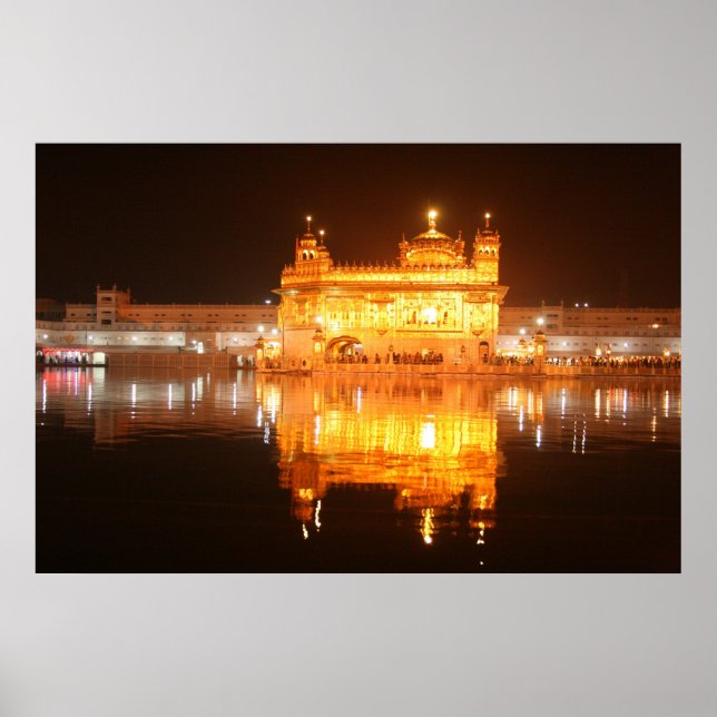 Poster Temple d'or Amritsar Inde du Nord en soirée (Devant)