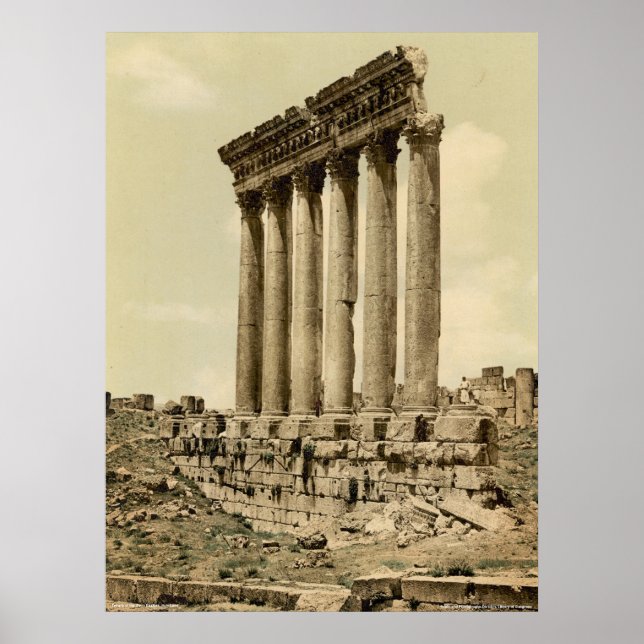Poster Temple du Soleil, vue latérale, Baalbek, Terre Sai (Devant)