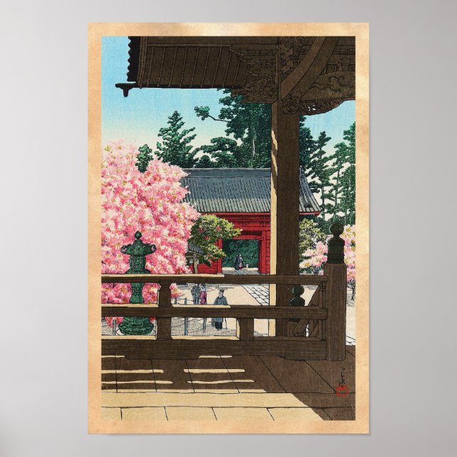 Poster Temple Fudô à Meguro, Tokyo Hasui Kawase art (Devant)