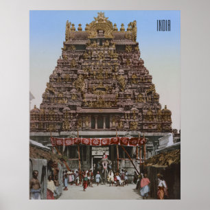 Poster Temple hindouiste à Madurai, Inde (1890)