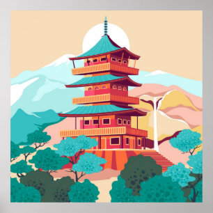 Poster Temple japonais