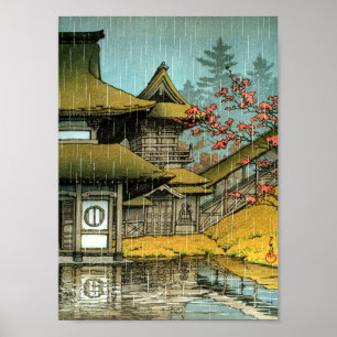 Poster Temple japonais classique peinture