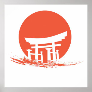 Poster Temple japonais Sun