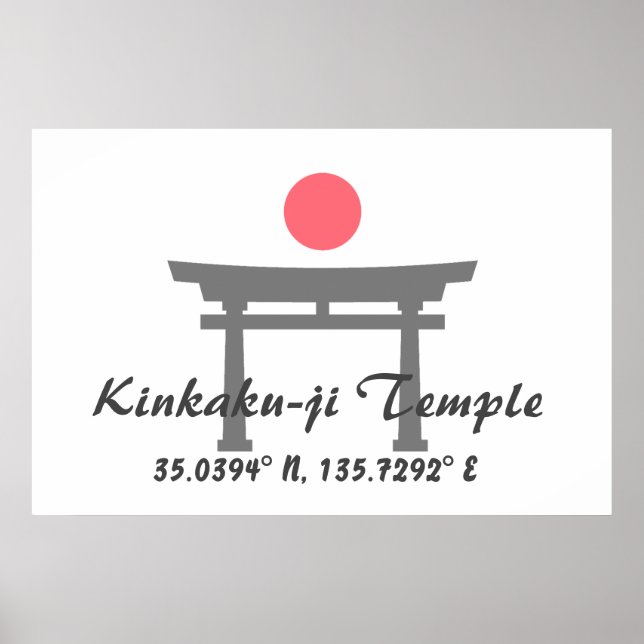 Poster Temple Kinkaku-ji Latitude Longitude (Devant)