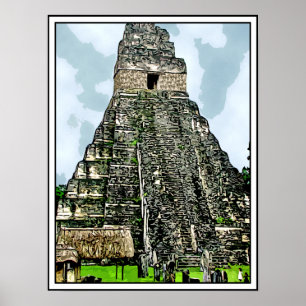 Poster Temple maya à Tikal, Guatemala