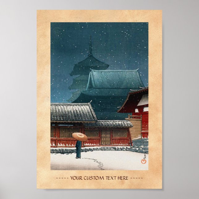 Poster Temple Tennô-ji à Osaka hasui kawase shin hanga (Devant)