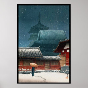 Poster Temple Tennô-ji à Osaka hasui kawase shin hanga