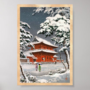 Poster Temple Zojoji dans la scène hivernale de Snow Tsuc
