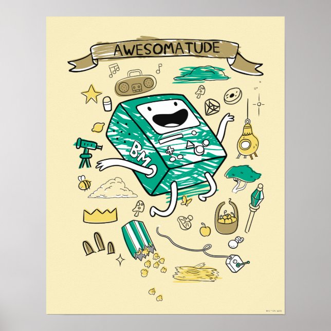 Poster Temps d'aventure | Croquis BMO "Awesomatude" (Devant)