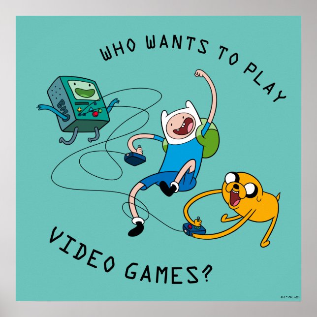 Poster Temps d'aventure | Finn & Jake Jouer avec BMO (Devant)