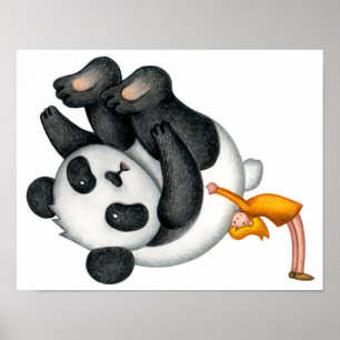 Poster Temps doux passé à interagir avec des pandas.