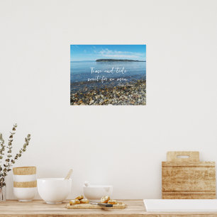Poster Temps et Marée Citation Geoffrey Chaucer Paysage M