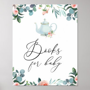 Poster Temps pour le thé Blush Florals Livres pour Baby S