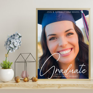 Poster Tendance 2023 Graduation Photo White Script Party