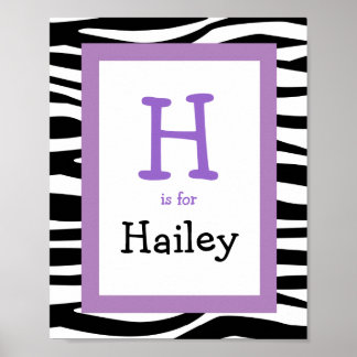 Poster Tendance Zebra Print Nursery Wall Art Name Print
