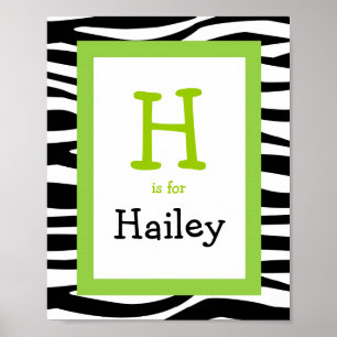 Poster Tendance Zebra Print Nursery Wall Art Name Print