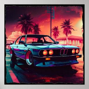 Poster Tendances Synthwave - BMW Classics AI-Génération A