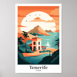 Poster Tenerife Espagne Voyage Art Vintage Illustration