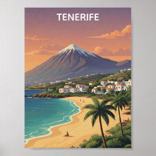 Poster Tenerife Mont Teide Île Canarie Voyage Rétro