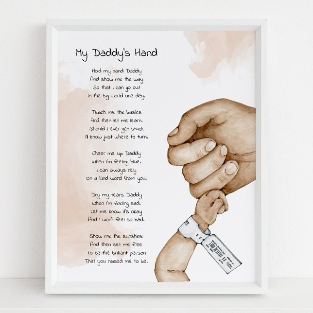Poster Tenez Ma Main Poème de Garde Papa Cadeau Papa (Créateur téléchargé)