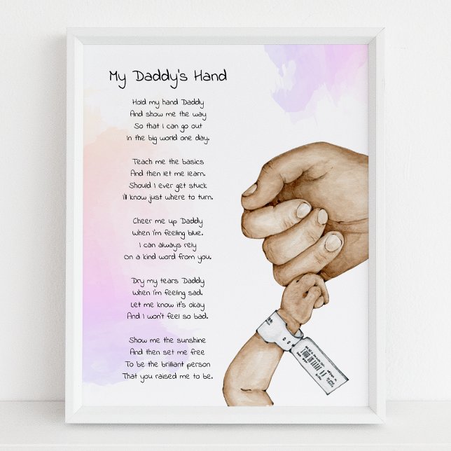 Poster Tenez Ma Main Poème de Garde Papa Cadeau Papa (Créateur téléchargé)