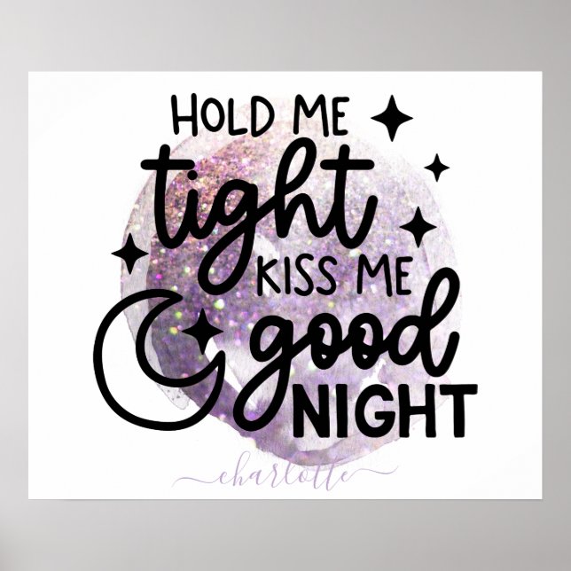 Poster Tenez-moi serré Embrasse-moi Bonne Nuit Violet Par (Devant)