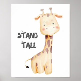 Poster Tenez-vous grand ! Girafe.