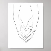 Tenir Les Mains Coeur Ligne Minimale Art Cute Simp