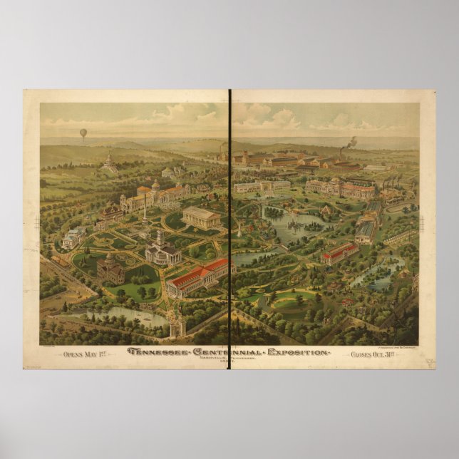 Poster Tenn Centennial Expo 1897 Carte panoramique antiqu (Devant)