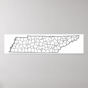 Poster Tennessee Counties Blank Plan du plan