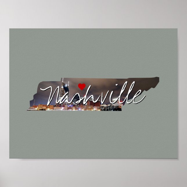 Poster Tennessee State Photo insert and town name (Devant)