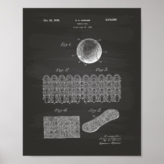 Poster Tennis Ball 1935 Patent Art Chalkboard